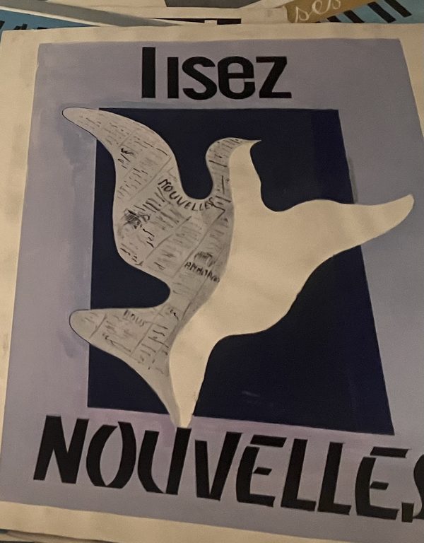 « Lisez Nouvelles », affiche originale, peinture sur papier et calligraphie manuelle