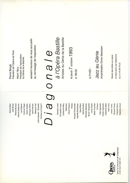 « Diagonale » à l’Opéra Bastille, artistes du Génie de la Bastille, vernissage le jeudi 7 octobre 1993